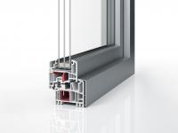 Kunststoff-Aluminium-Fenster Profil PaXabsolut Neo Alublend 83 flächenversetzt mit 3-fach Verglasung